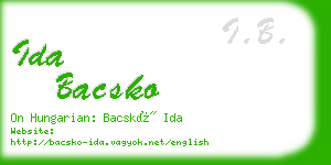 ida bacsko business card